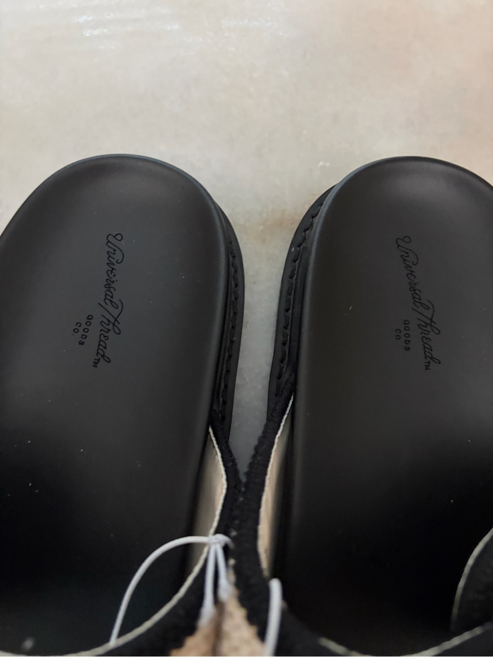Universal Thread Cream and Black Buckle Slide Sandals - Picture 5 of 6